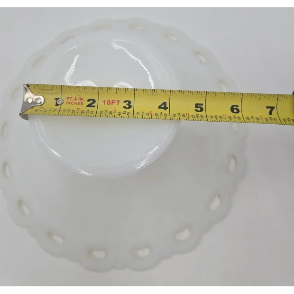 Vintage Anchor Hocking White Milk Glass Old Colony Open Lace Centerpiece Bowl